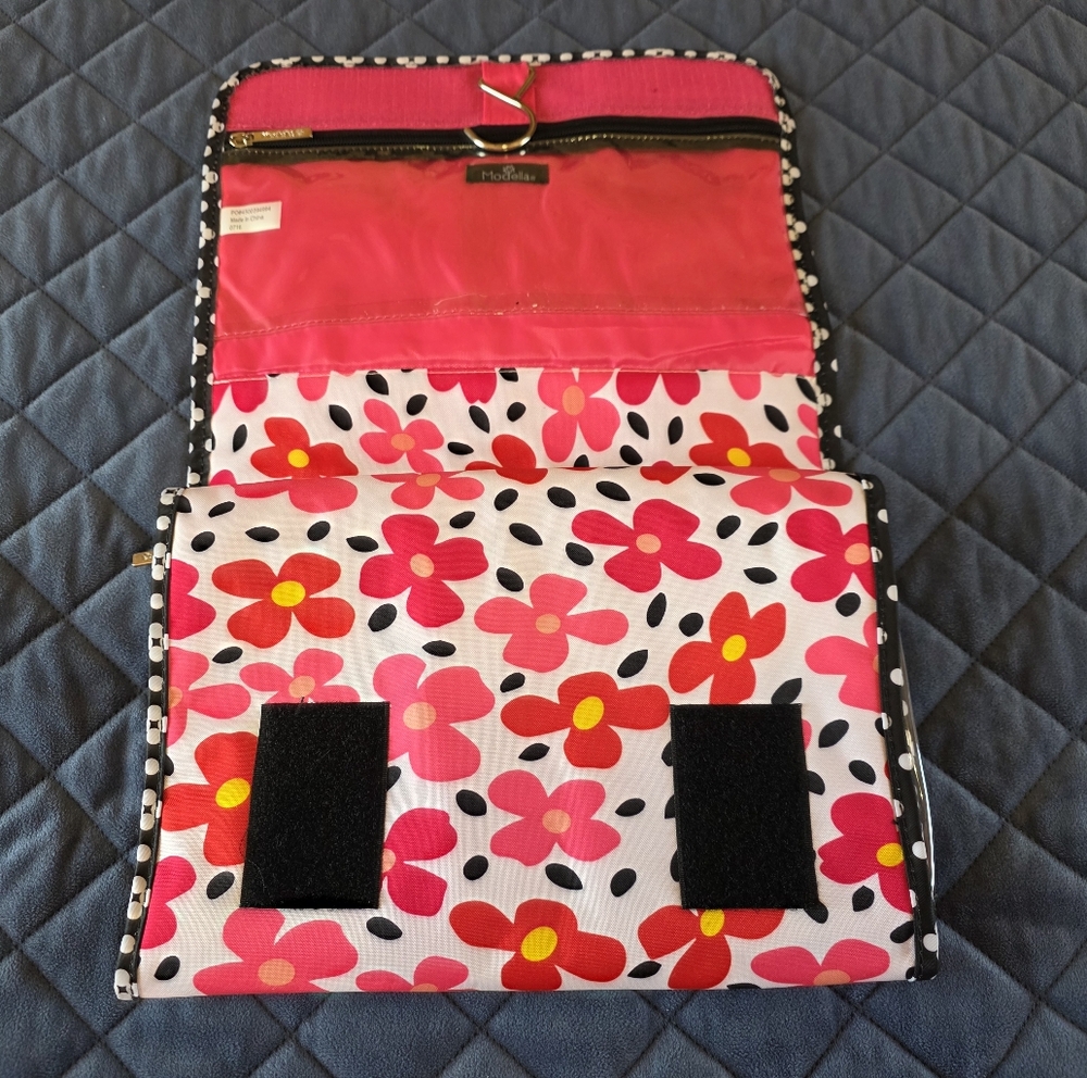 Modella Pink and Red Floral Travel Toiletries Organizer